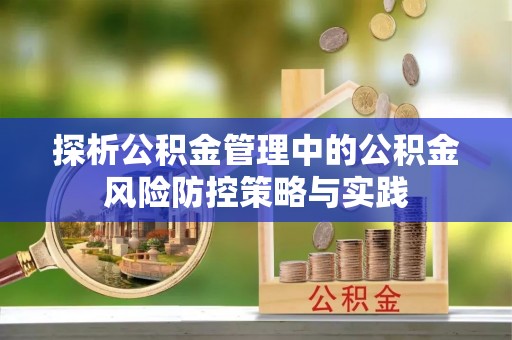 宝丰探析公积金管理中的公积金风险防控策略与实践