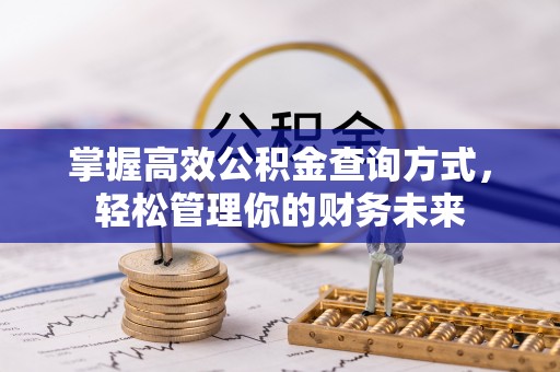 宝丰掌握高效公积金查询方式，轻松管理你的财务未来